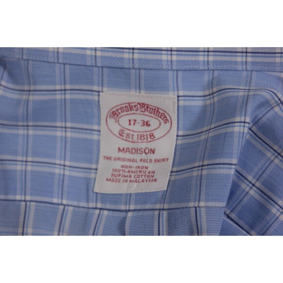 Brooks Brothers Mens Madison Non Iron Supima Cotton Plaid Dress Shirt 17  - 36 - Picture 8 of 9